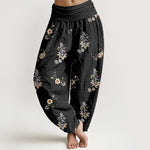 Buddha Stones Pure Cotton Boho Paisley Floral Pattern Women's Elastic Waist Harem Pants