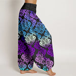 Buddha Stones Pure Cotton Baroque Gradient Floral Pattern Women's Elastic Waist Harem Pants