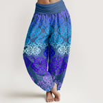 Buddha Stones Pure Cotton Baroque Gradient Floral Pattern Women's Elastic Waist Harem Pants