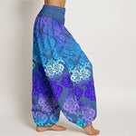 Buddha Stones Pure Cotton Baroque Gradient Floral Pattern Women's Elastic Waist Harem Pants