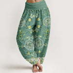 Buddha Stones Cotton Indigo Medallion Dragon Pattern Women's Elastic Waist Harem Pants