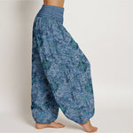 Buddha Stones Pure Cotton Olive Boho Floral Diamond Pattern Women's Elastic Waist Harem Pants