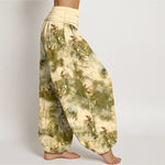 Buddha Stones Pure Cotton Cloud Medallion and Bird Pattern Women's Elastic Waist Harem Pants