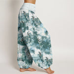 Buddha Stones Pure Cotton Cloud Medallion and Bird Pattern Women's Elastic Waist Harem Pants
