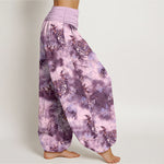 Buddha Stones Pure Cotton Cloud Medallion and Bird Pattern Women's Elastic Waist Harem Pants
