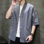 Buddha Stones Summer V-Neck Buttons Shattered Pattern Men's Short Sleeve Shirt With Pockets