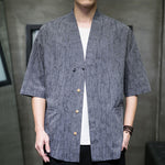 Buddha Stones Summer V-Neck Buttons Shattered Pattern Men's Short Sleeve Shirt With Pockets