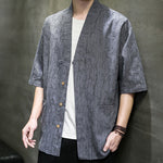 Buddha Stones Summer V-Neck Buttons Shattered Pattern Men's Short Sleeve Shirt With Pockets