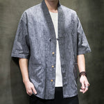 Buddha Stones Summer V-Neck Buttons Shattered Pattern Men's Short Sleeve Shirt With Pockets
