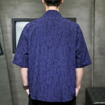 Buddha Stones Summer V-Neck Buttons Shattered Pattern Men's Short Sleeve Shirt With Pockets