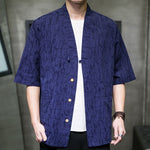 Buddha Stones Summer V-Neck Buttons Shattered Pattern Men's Short Sleeve Shirt With Pockets