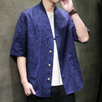 Buddha Stones Summer V-Neck Buttons Shattered Pattern Men's Short Sleeve Shirt With Pockets