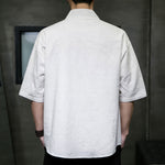 Buddha Stones Summer V-Neck Buttons Shattered Pattern Men's Short Sleeve Shirt With Pockets