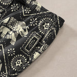 Buddha Stones Cotton Ivory Elephant Mandala Geometry Pattern Men's Tapered Pants With Pockets