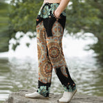 Buddha Stones Pure Cotton Mandala Floral Pattern Men's Tapered Pants With Pockets