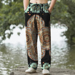 Buddha Stones Pure Cotton Mandala Floral Pattern Men's Tapered Pants With Pockets