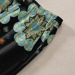 Buddha Stones Pure Cotton Mandala Floral Pattern Men's Tapered Pants With Pockets