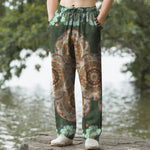 Buddha Stones Pure Cotton Mandala Floral Pattern Men's Tapered Pants With Pockets