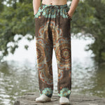 Buddha Stones Pure Cotton Mandala Floral Pattern Men's Tapered Pants With Pockets