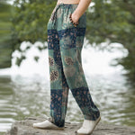 Buddha Stones Cotton Boho Patchwork Floral Pattern Men's Tapered Pants With Pockets