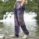Buddha Stones Cotton Boho Patchwork Floral Pattern Men's Tapered Pants With Pockets