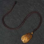 Buddha Stones Tiger Eye Carved Dragon Pattern Rope Protection Necklace Pendant