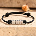 Buddha Stones Titanium Steel 000-999 Angel Numbers Adjustable Black String Faith Bracelet