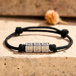 Buddha Stones Titanium Steel 000-999 Angel Numbers Adjustable Black String Faith Bracelet