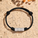 Buddha Stones Titanium Steel 000-999 Angel Numbers Adjustable Black String Faith Bracelet