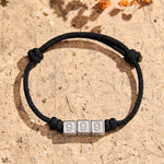 Buddha Stones Titanium Steel 000-999 Angel Numbers Adjustable Black String Faith Bracelet