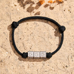 Buddha Stones Titanium Steel 000-999 Angel Numbers Adjustable Black String Faith Bracelet