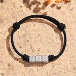 Buddha Stones Titanium Steel 000-999 Angel Numbers Adjustable Black String Faith Bracelet