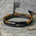 Buddha Stones Tiger Eye Angel Numbers Double Wrap Leather Faith Bracelet