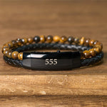 Buddha Stones Tiger Eye Angel Numbers Double Wrap Leather Faith Bracelet