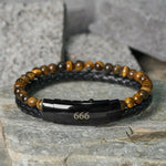 Buddha Stones Tiger Eye Angel Numbers Double Wrap Leather Faith Bracelet