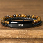 Buddha Stones Tiger Eye Angel Numbers Double Wrap Leather Faith Bracelet