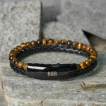 Buddha Stones Tiger Eye Angel Numbers Double Wrap Leather Faith Bracelet