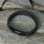 Buddha Stones Lava Rock Angel Numbers Double Wrap Leather Faith Bracelet