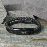 Buddha Stones Lava Rock Angel Numbers Double Wrap Leather Faith Bracelet