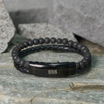 Buddha Stones Lava Rock Angel Numbers Double Wrap Leather Faith Bracelet