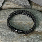 Buddha Stones Lava Rock Angel Numbers Double Wrap Leather Faith Bracelet
