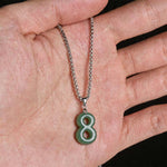 Buddha Stones Natural 0-9 Angel Numbers Jade Titanium Steel Chain Prosperity Necklace Pendant