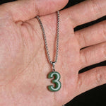 Buddha Stones Natural 0-9 Angel Numbers Jade Titanium Steel Chain Prosperity Necklace Pendant