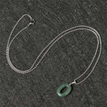 Buddha Stones Natural 0-9 Angel Numbers Jade Titanium Steel Chain Prosperity Necklace Pendant