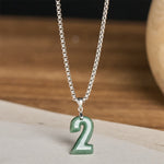 Buddha Stones Natural 0-9 Angel Numbers Jade Titanium Steel Chain Prosperity Necklace Pendant