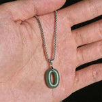 Buddha Stones Natural 0-9 Angel Numbers Jade Titanium Steel Chain Prosperity Necklace Pendant