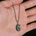 Buddha Stones Natural 0-9 Angel Numbers Jade Titanium Steel Chain Prosperity Necklace Pendant