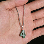 Buddha Stones Natural 0-9 Angel Numbers Jade Titanium Steel Chain Prosperity Necklace Pendant