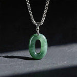 Buddha Stones Natural 0-9 Angel Numbers Jade Titanium Steel Chain Prosperity Necklace Pendant