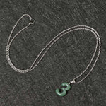 Buddha Stones Natural 0-9 Angel Numbers Jade Titanium Steel Chain Prosperity Necklace Pendant